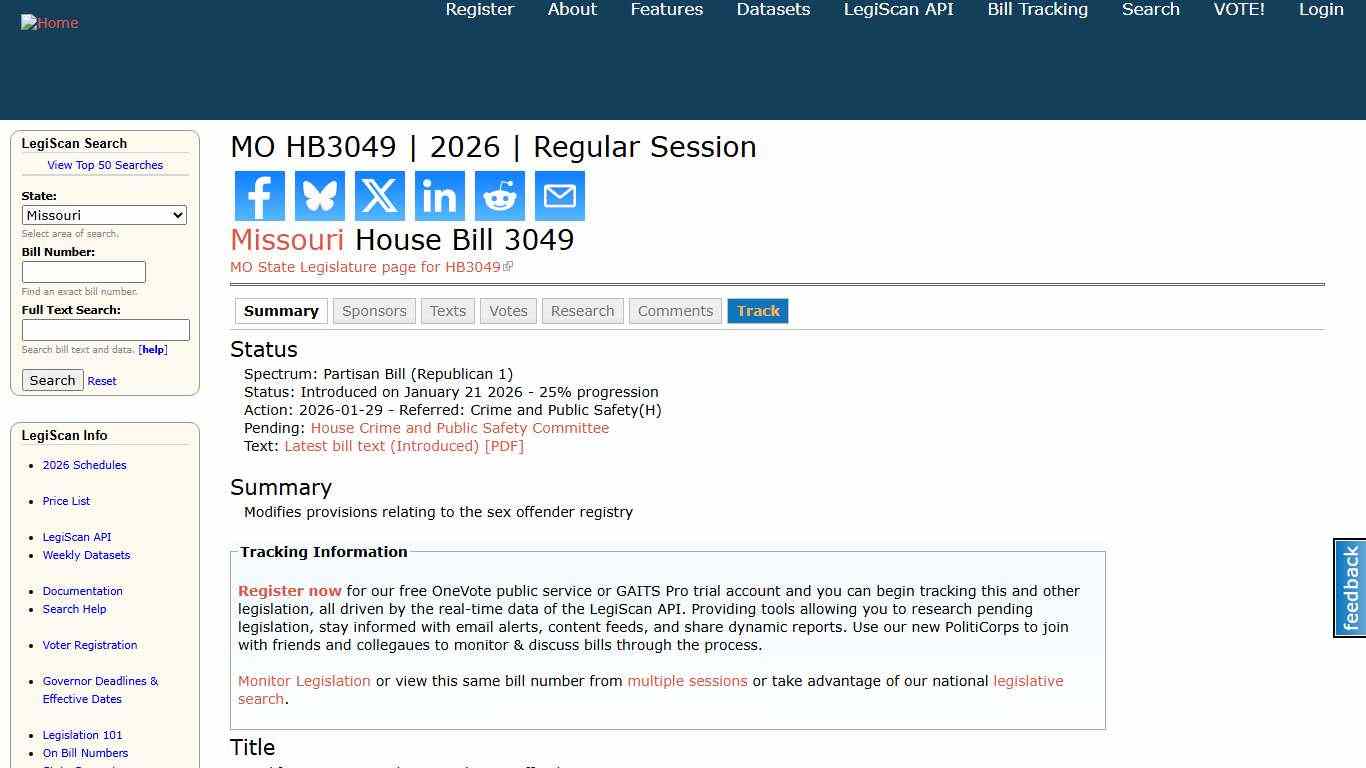 MO HB3049 2026 Regular Session LegiScan