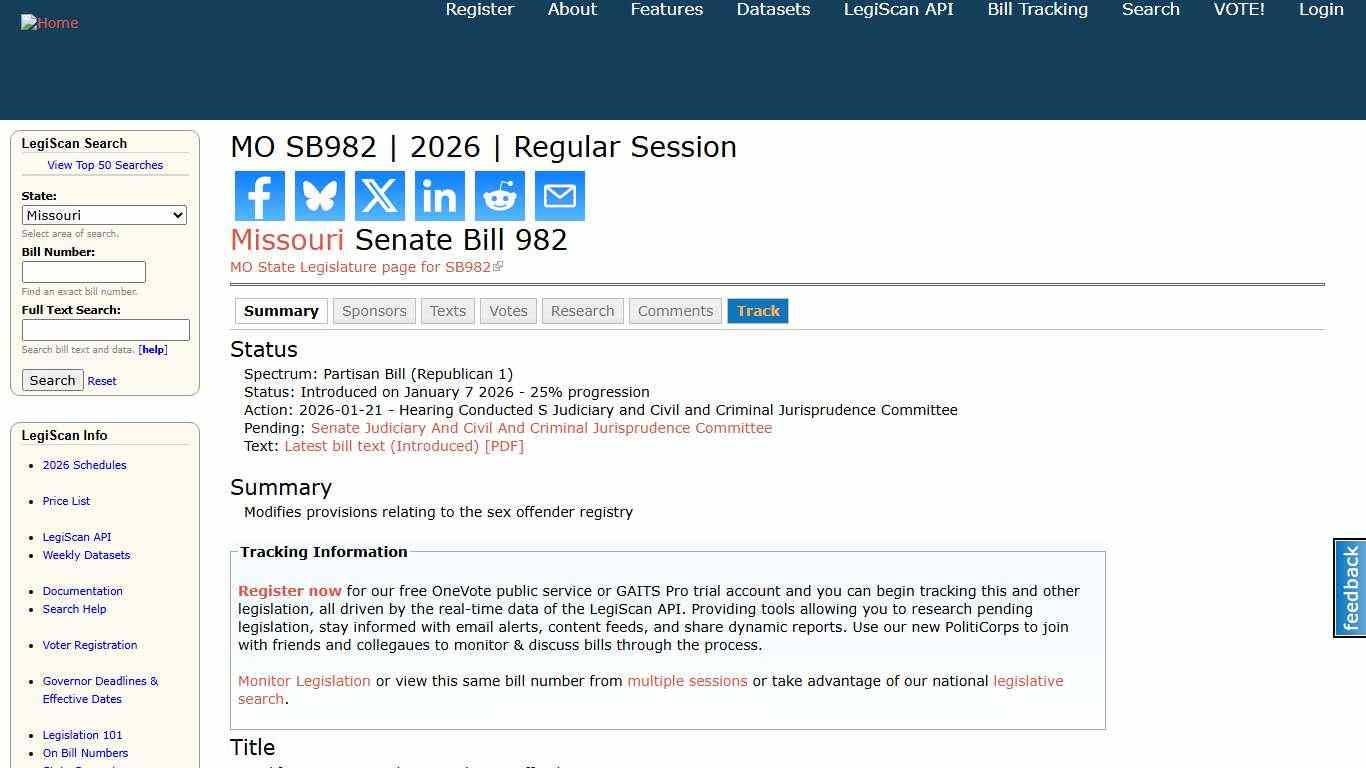 MO SB982 2026 Regular Session LegiScan